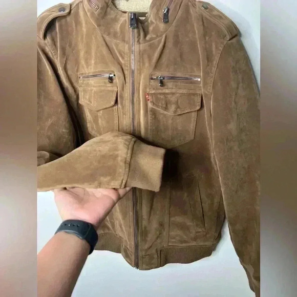 Levi’s Aviator Bomber Faux Suede Sherpa Lined Size Large - Picture 3 of 9